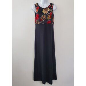DJ International Womens Black Floral Sleeveless Maxi Dress Size 8 Whimsigoth